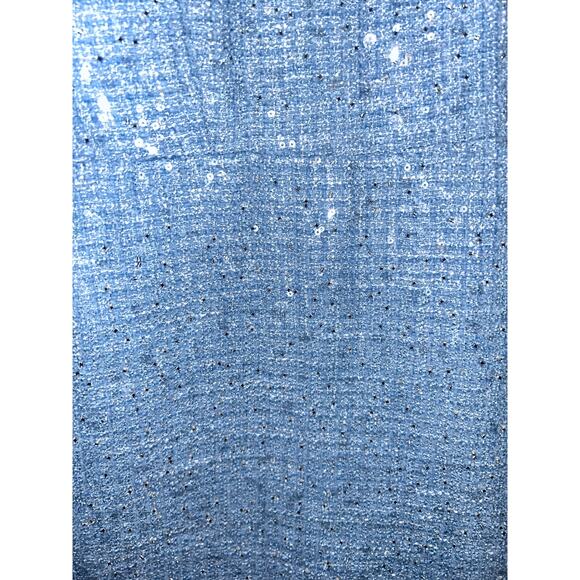 Self-Portrait Cocktail Wedding Prom Powder Blue Tweed Sequin Beaded Mini Dress - Picture 7 of 11